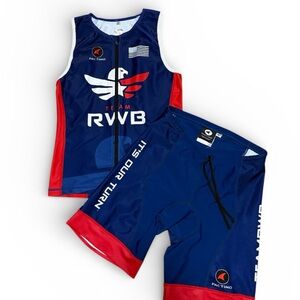 TEAM RWB WOMENS RED WHITE BLUE CYCLING BIKING KIT SLEEVELESS JERSEY LOGO MEDIUM